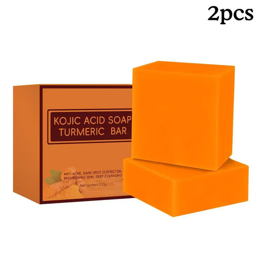 2Pcs Turmeric Soap Bar for Face & Body Natural Formula Turmeric Cleansing Skin Soap Brightens Skin Evens Tone Fades Age Spots